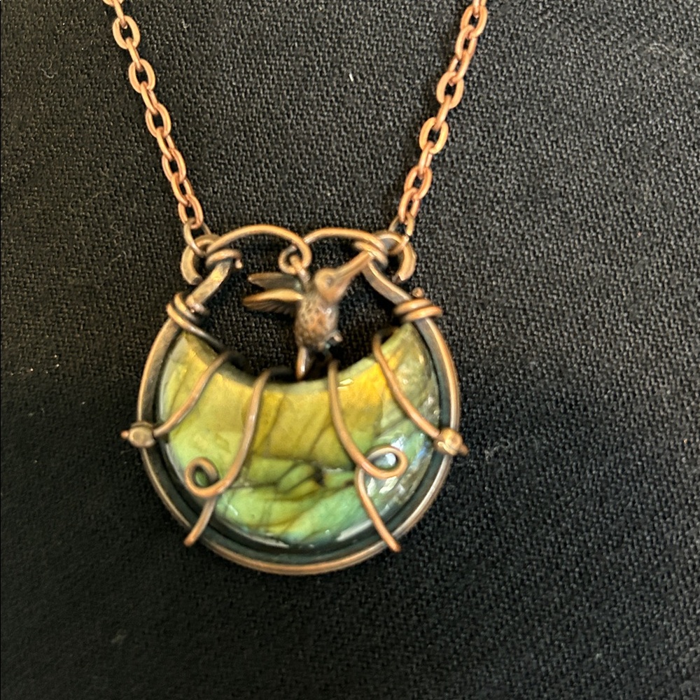 Elegant Labradorite Wire Wrapped Pendant Necklace